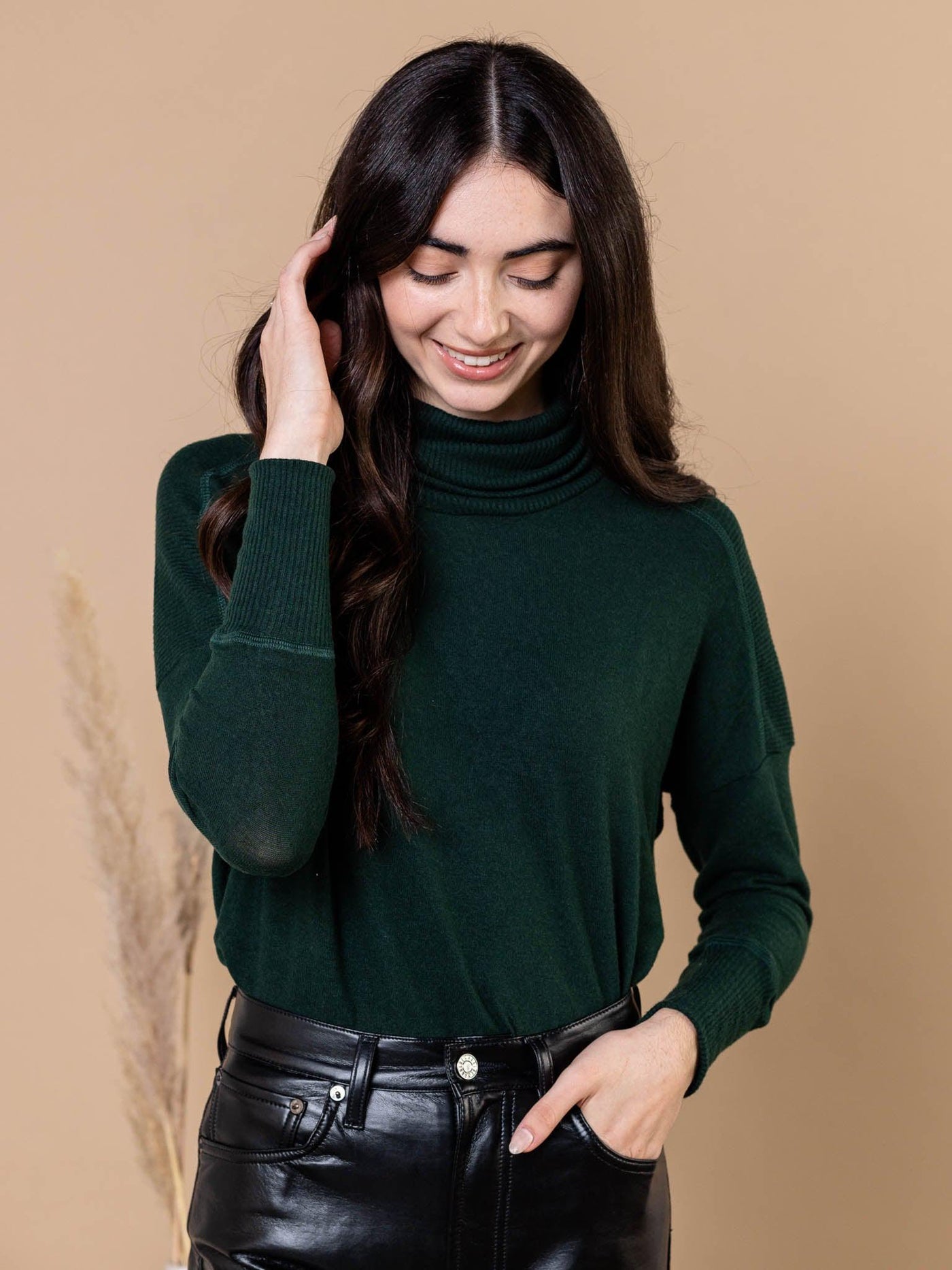 dark green turtleneck