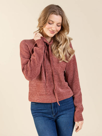 Mystree Chenille Cowl Neck Pullover Sweater
