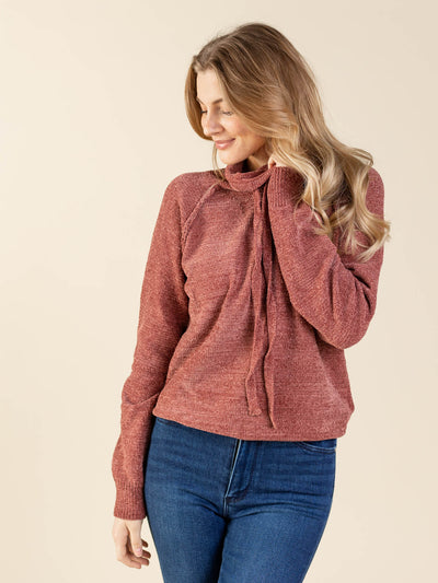 Mystree Chenille Cowl Neck Pullover Sweater