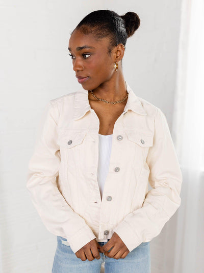 ecru free people denim jacket