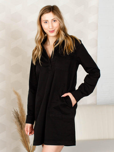 twill long sleeve dress