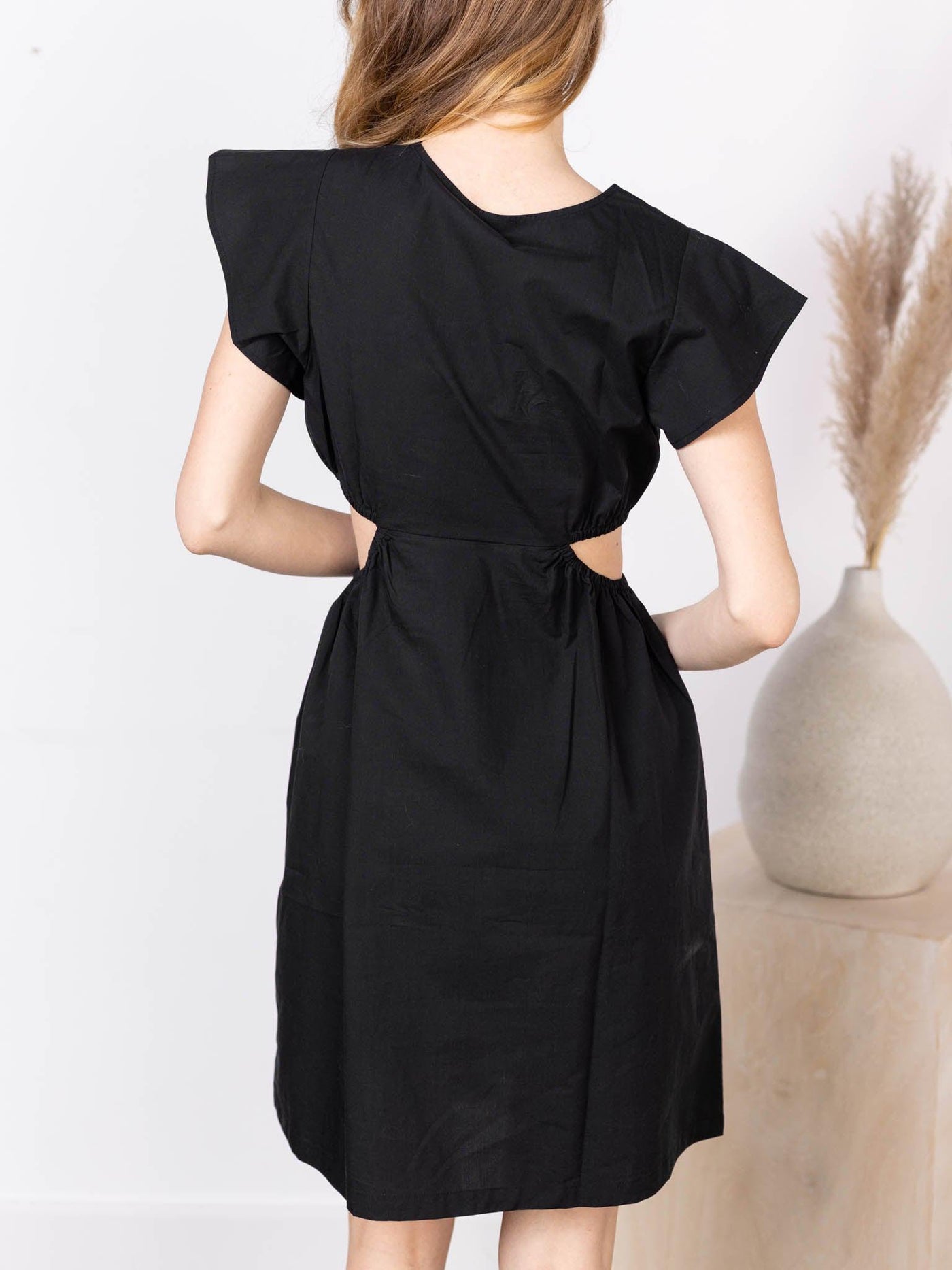 black cut out mini dress