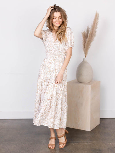 neutral printed dress