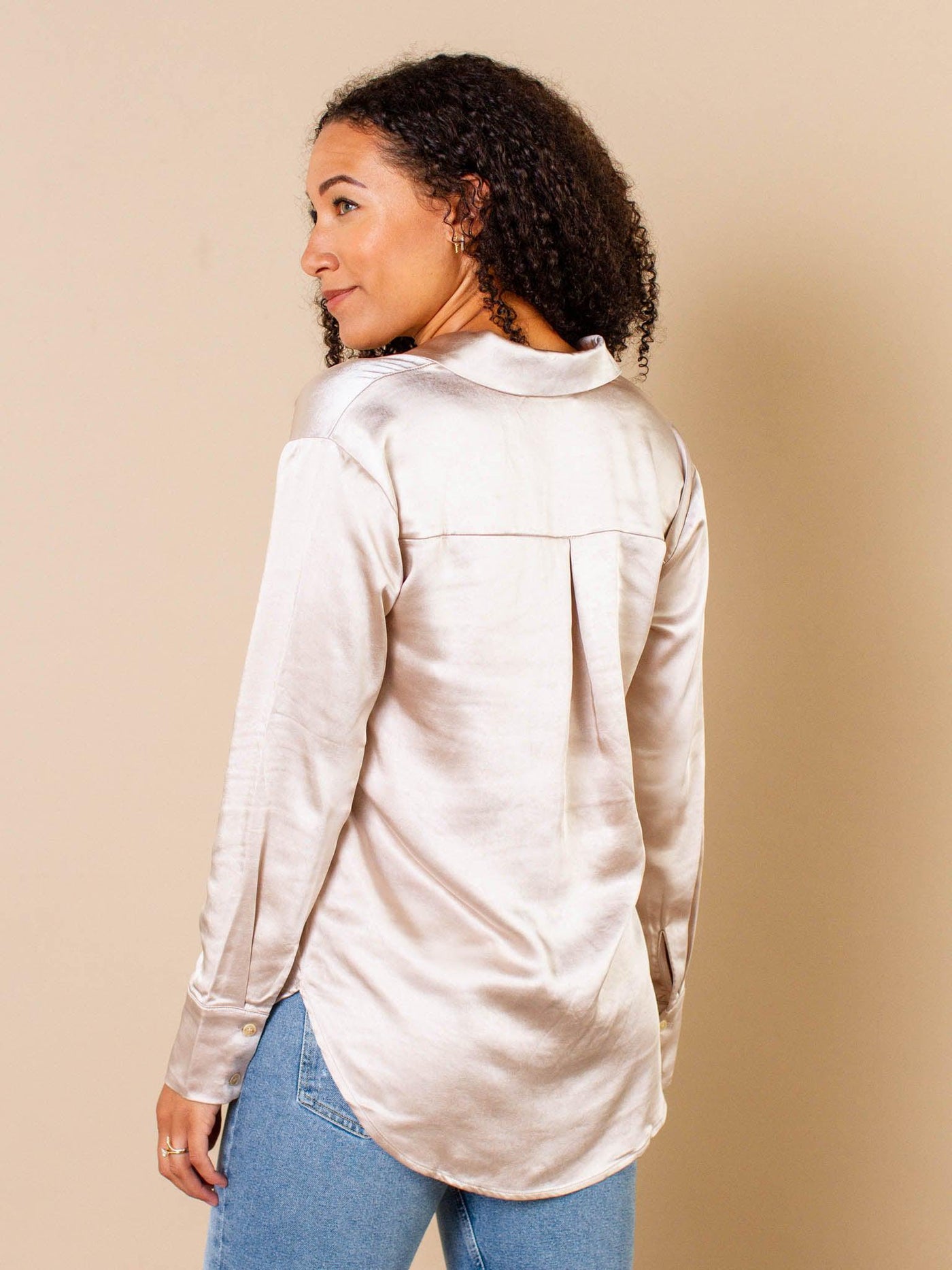 satin button down shirt