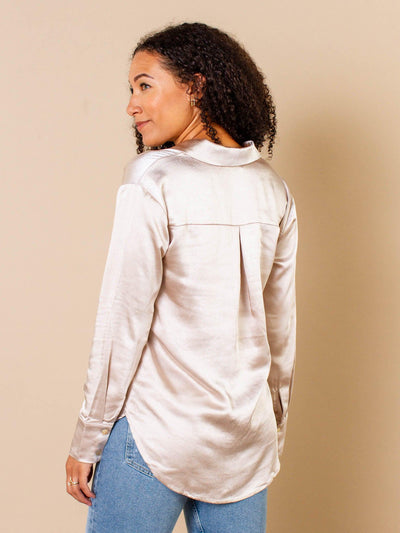 satin button down shirt