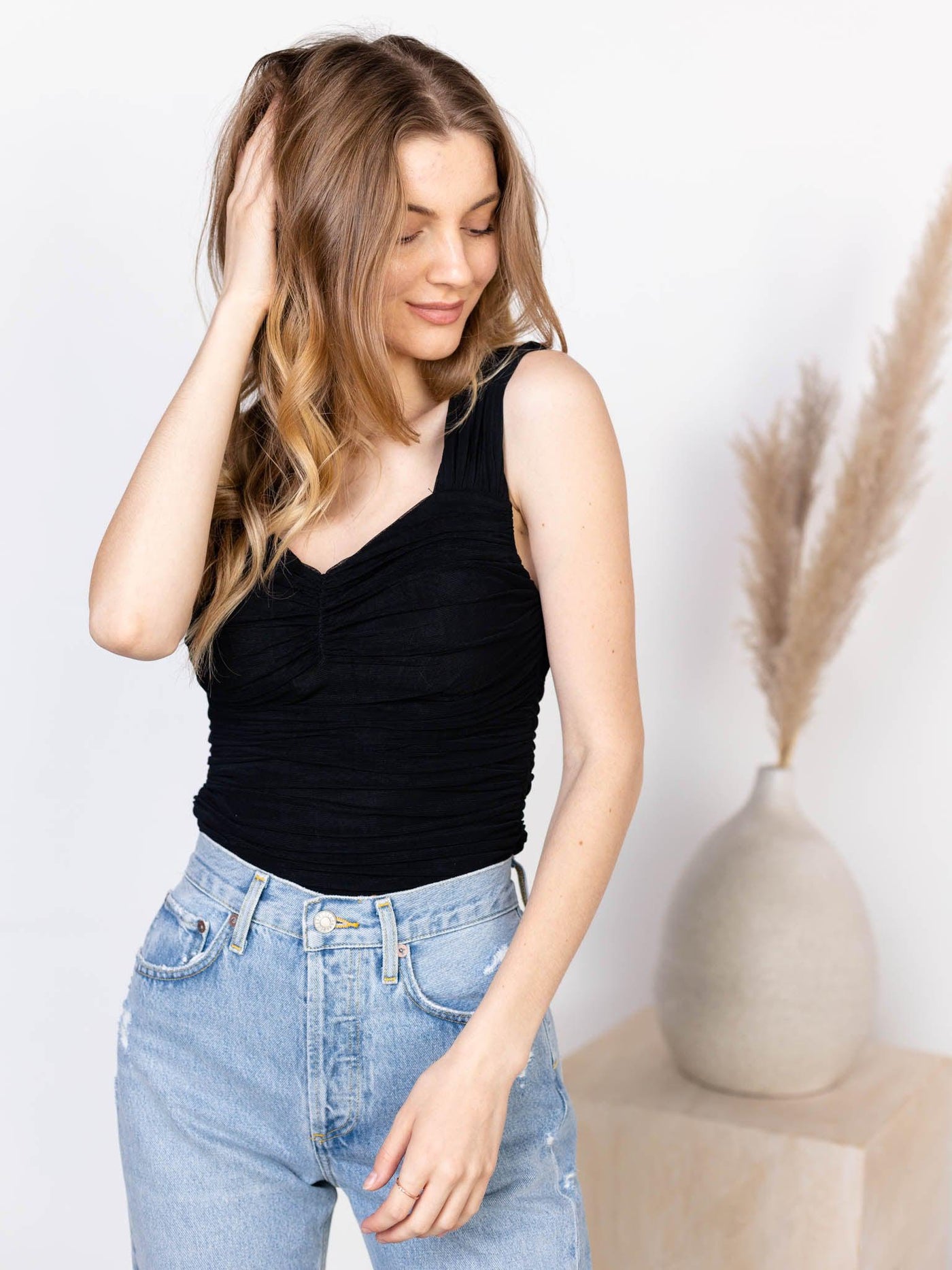 black solid tank top