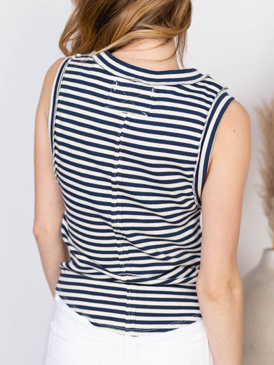 wide strap stripe tank