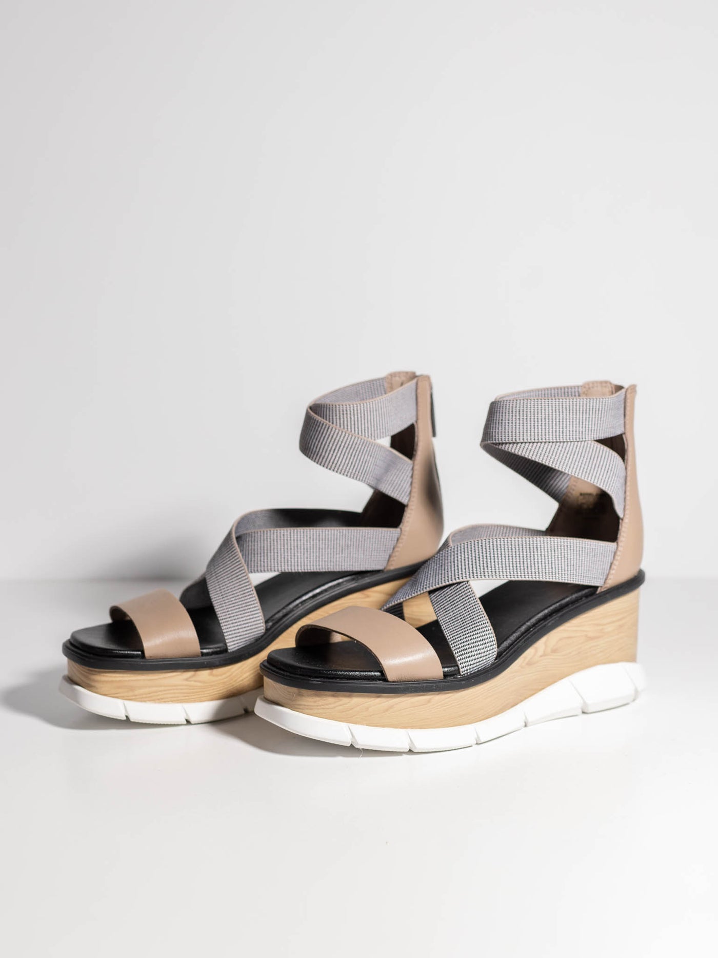 multi colored neutral wedge sandal