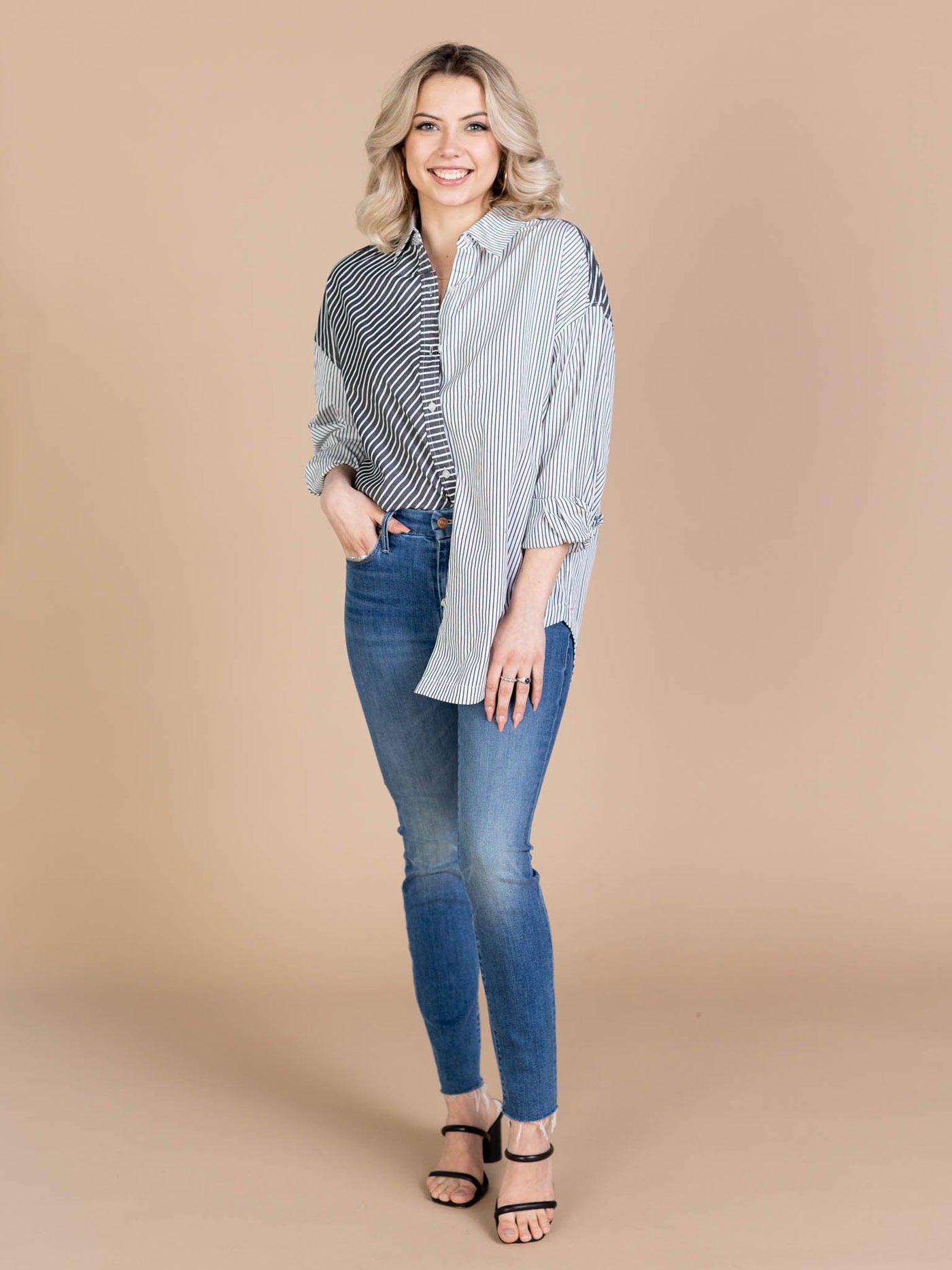 multi colored stripe shirt