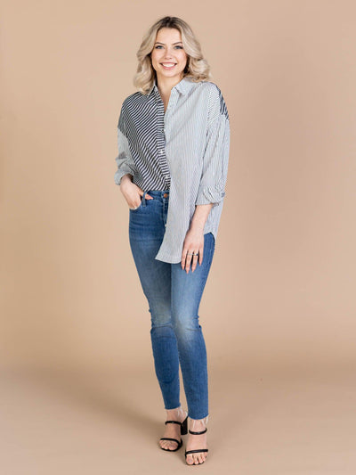 multi colored stripe shirt