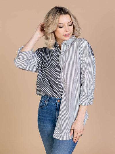 contrast stripe button down