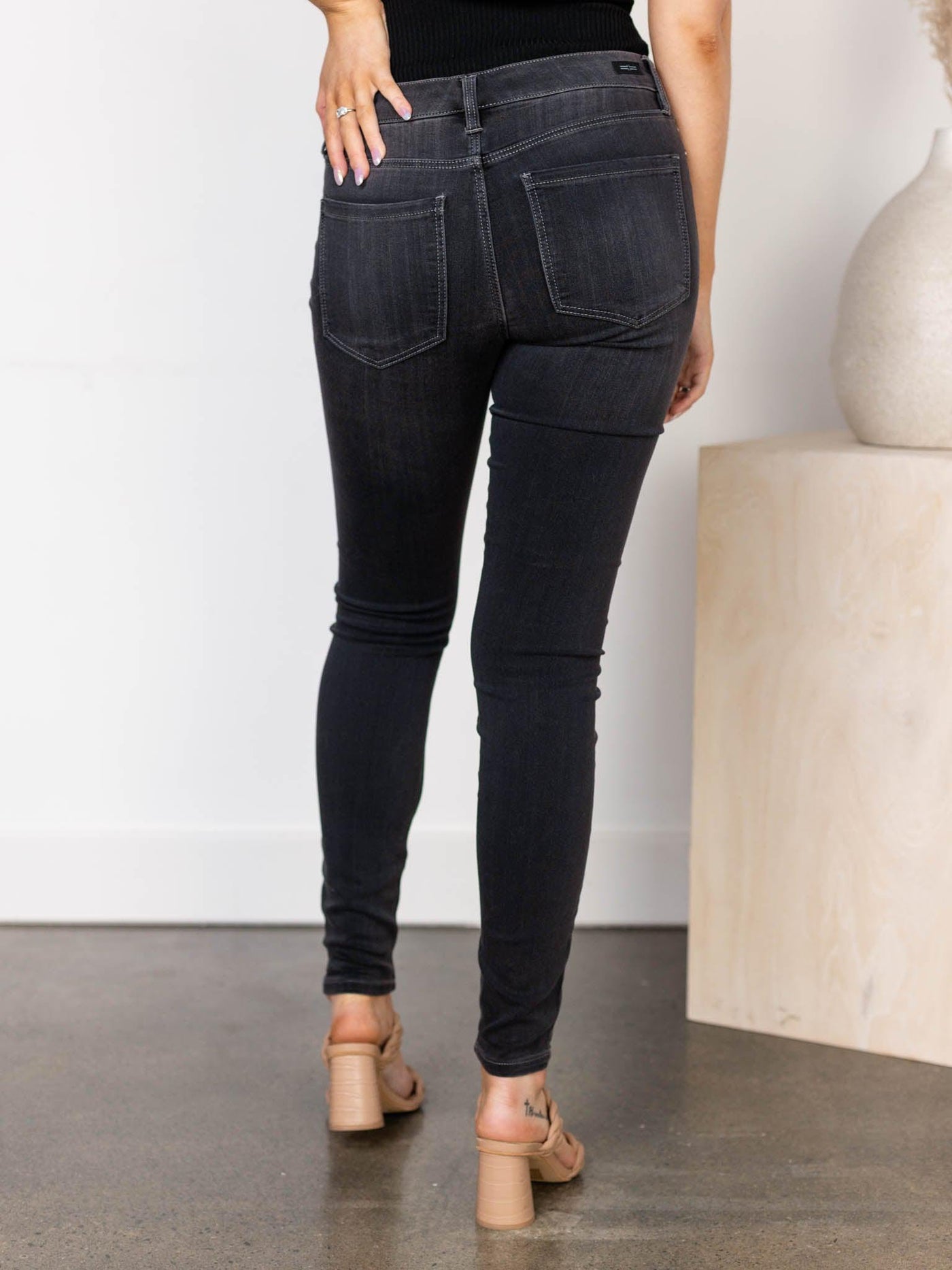 dark grey washed denim jeans