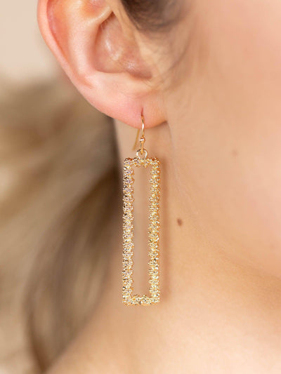 gold rectangle earrings