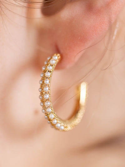 pearl accented hoop earring
