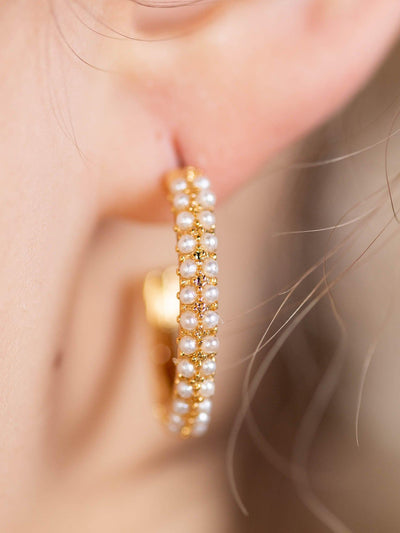 pearl detail hoop earrings