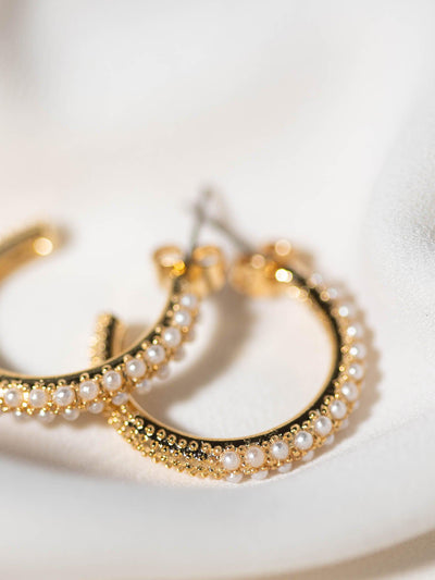 pearl accent hoop earring