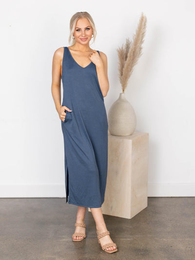 side slit midi dress