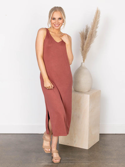 vneck solid dress