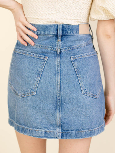 denim mini skirt