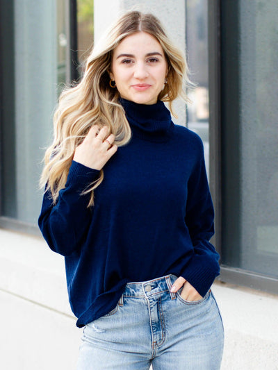 blue turtleneck