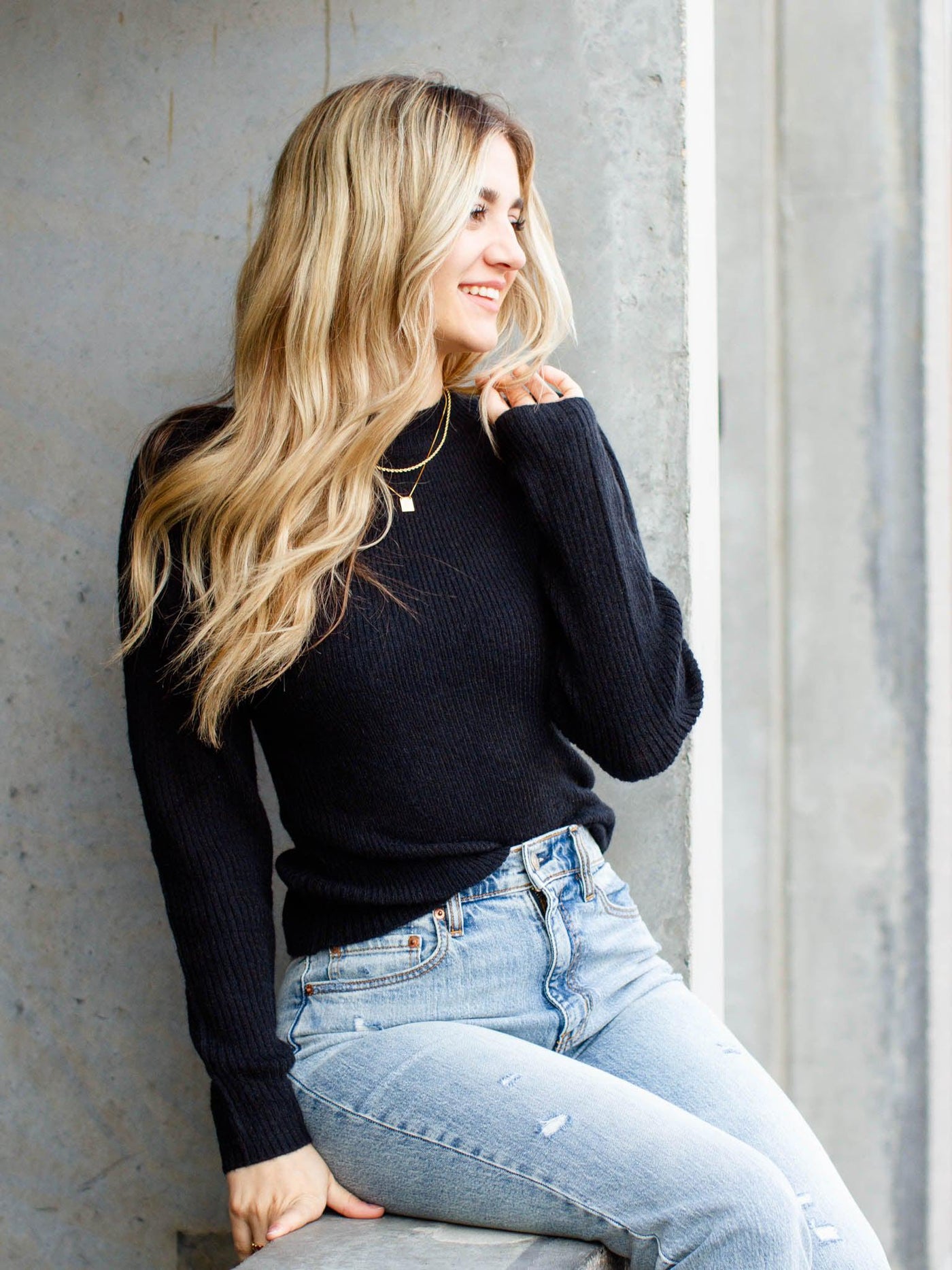 solid fitted sweater