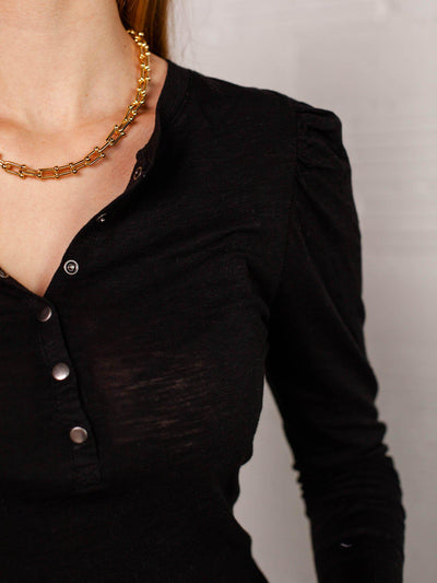 black puff sleeve top