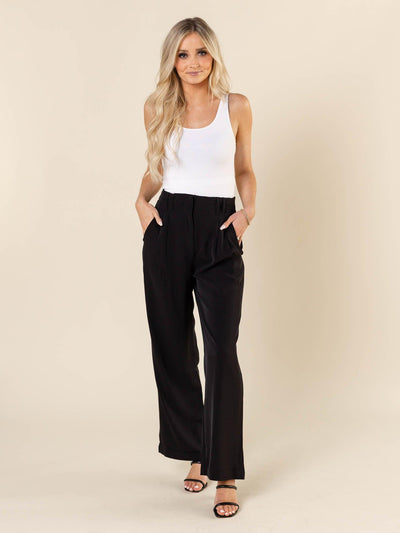 pleated black trouser