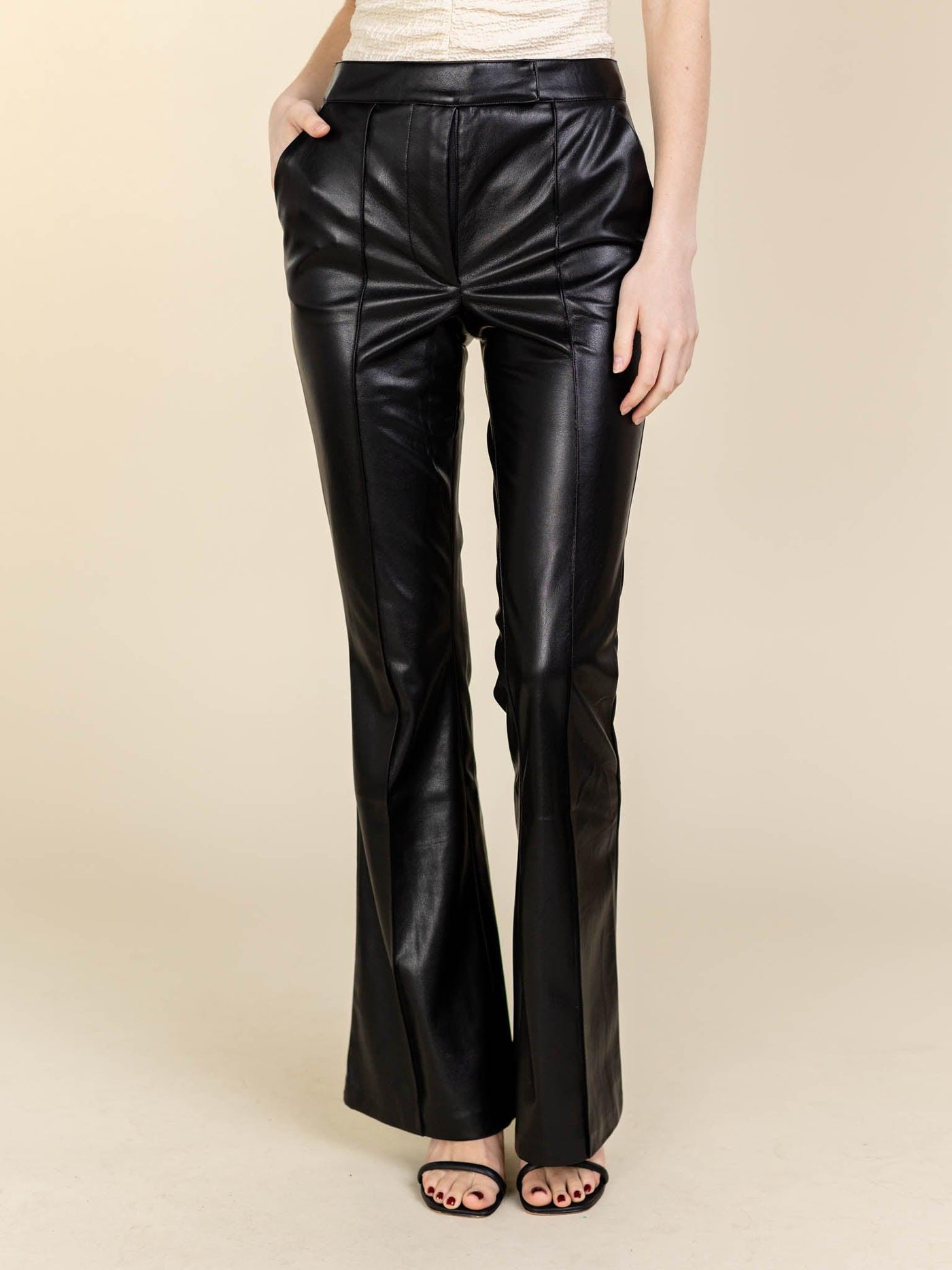 vegan leather flare pants