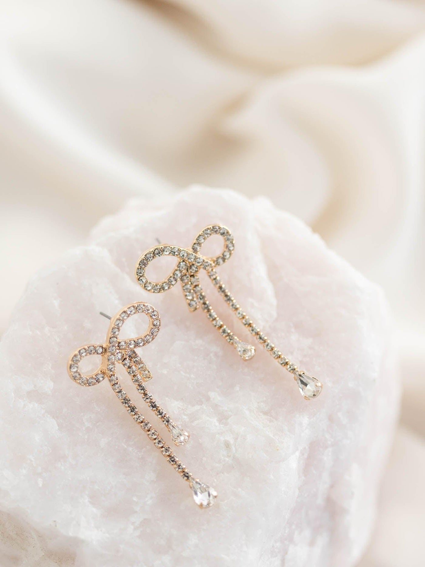 ribbon rhinestone earrings