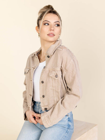 distressed tan jacket