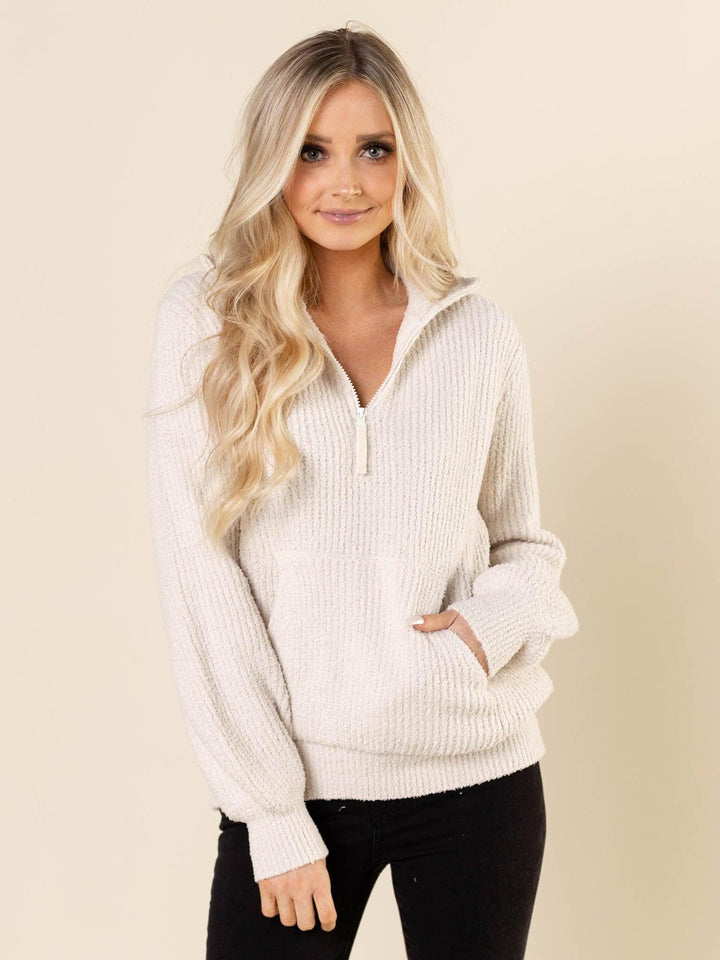 Half Zip Plush Pullover Sweater