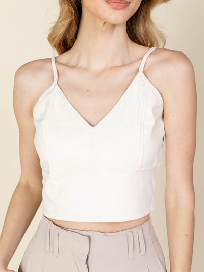 faux white leather top