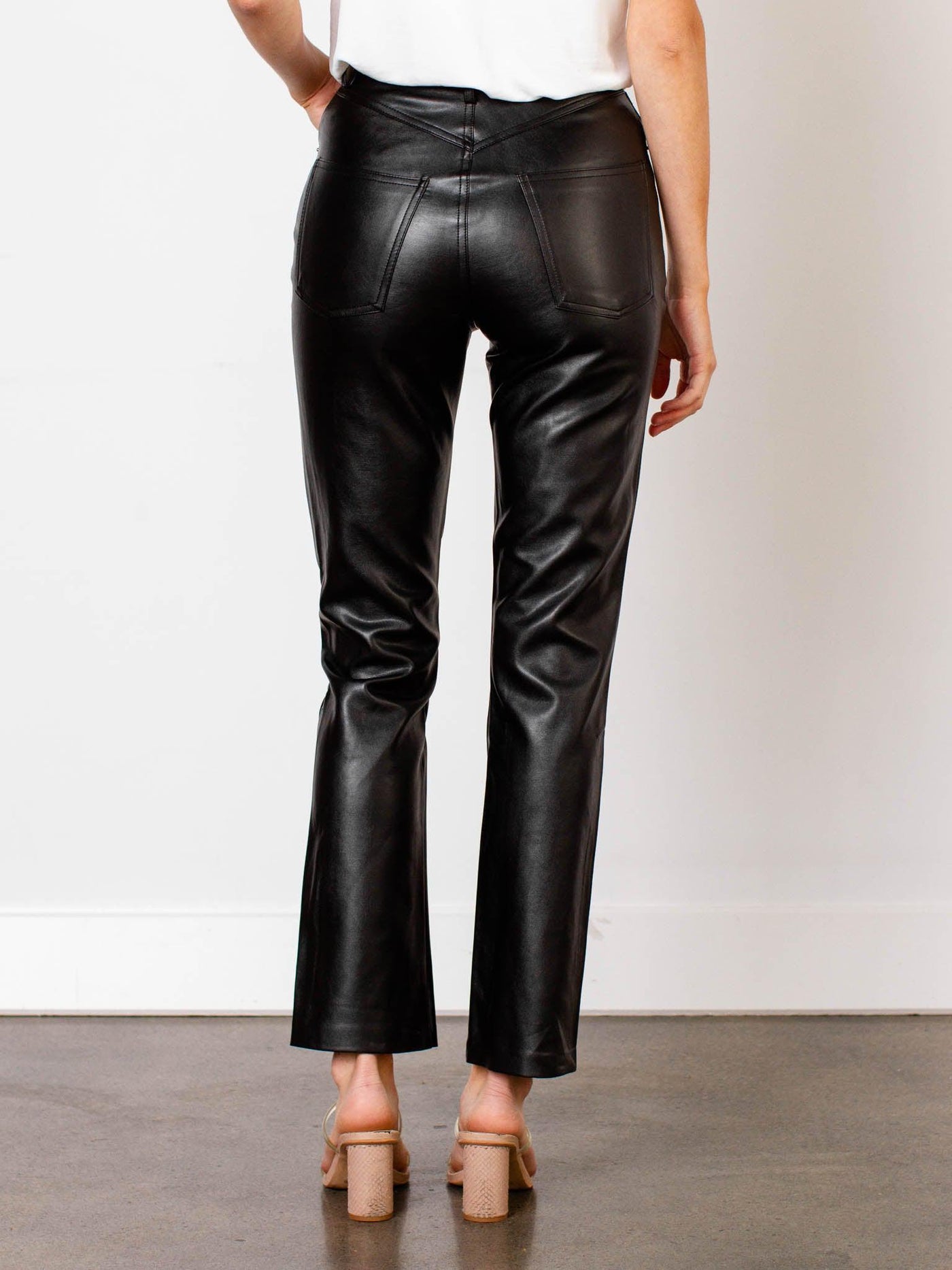 staright cropped faux leather pants