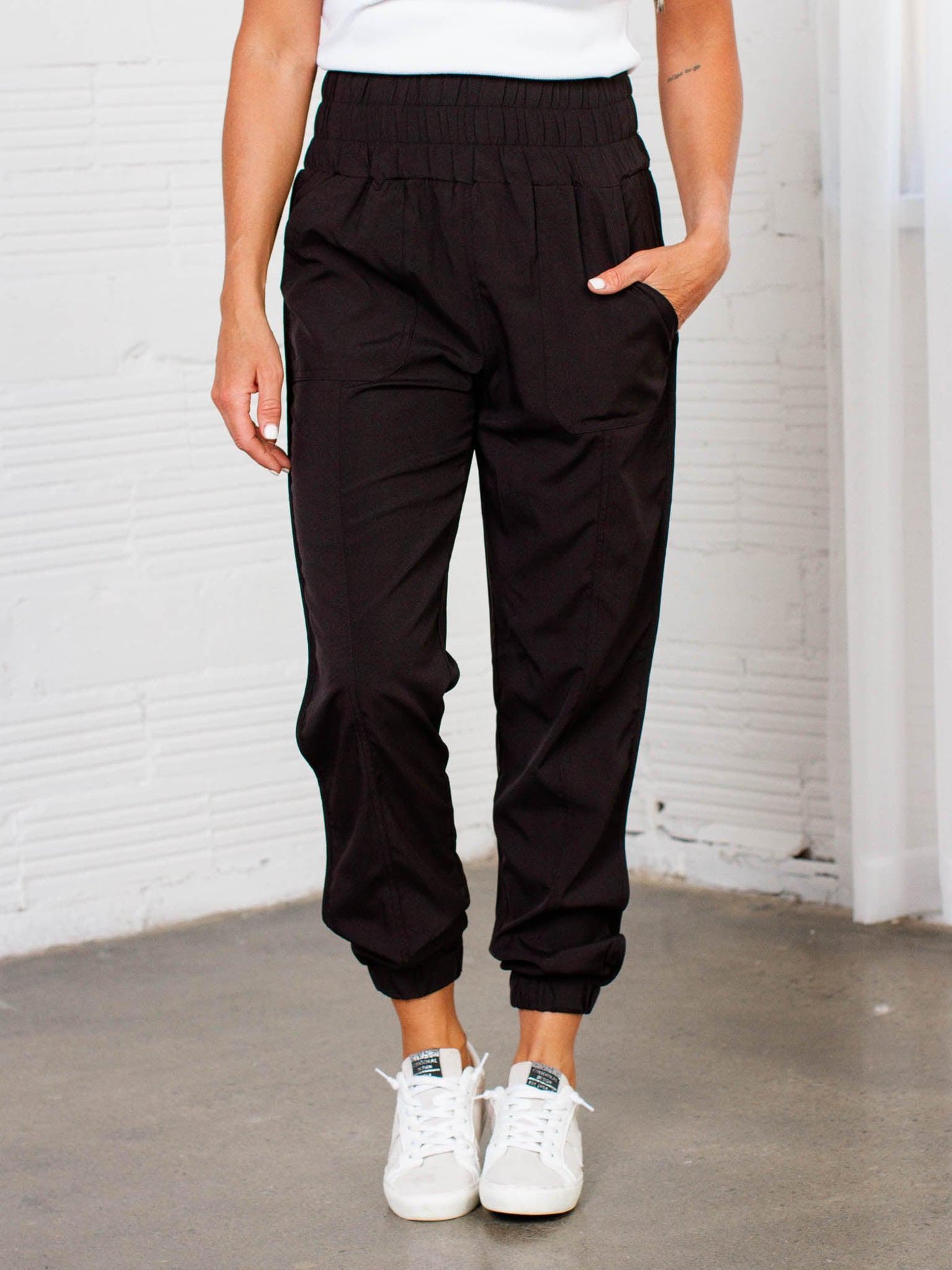 solid black jogger