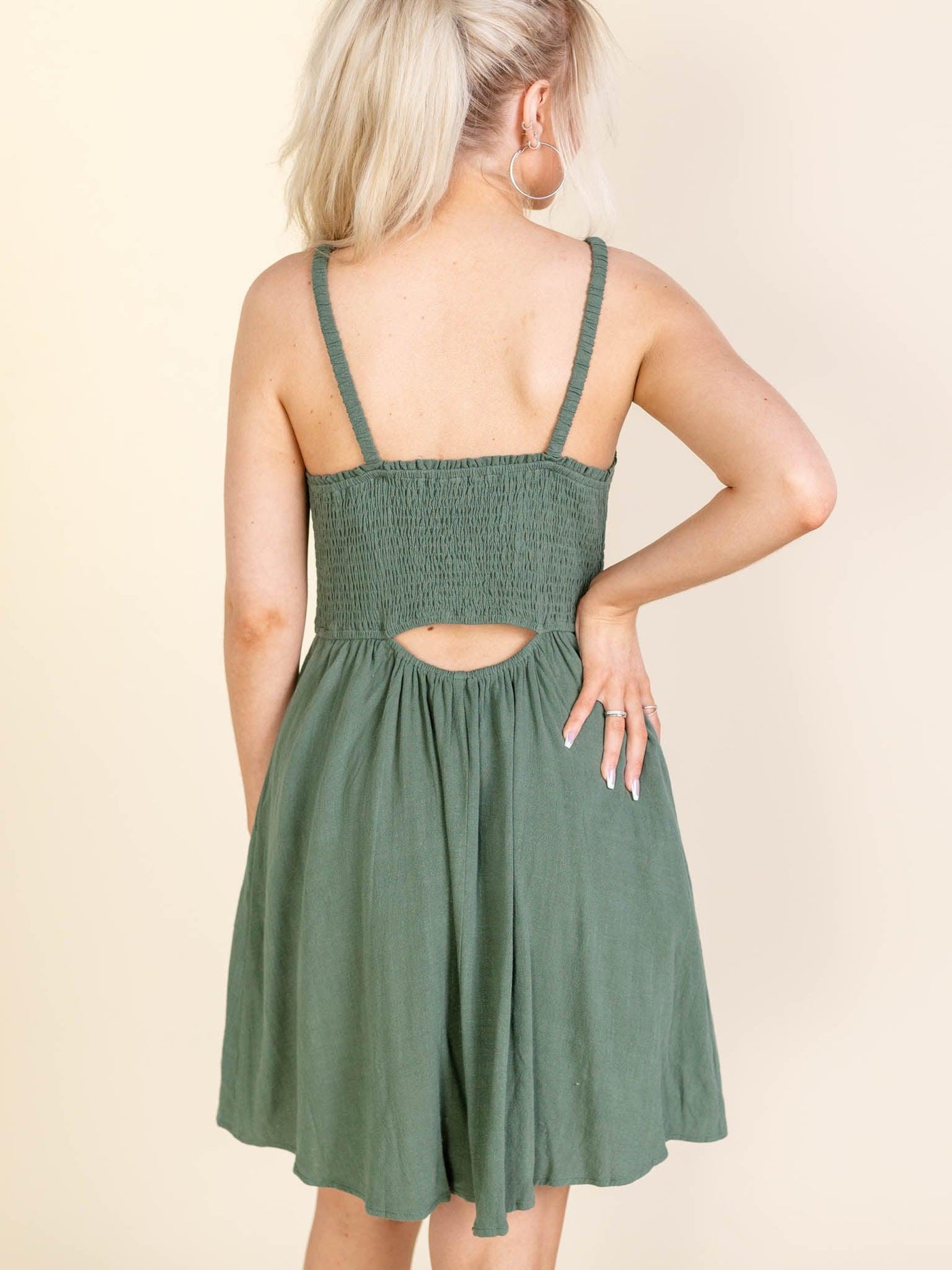 open back mini dress