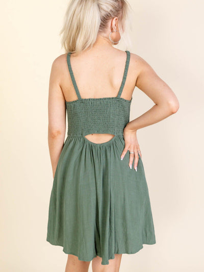open back mini dress
