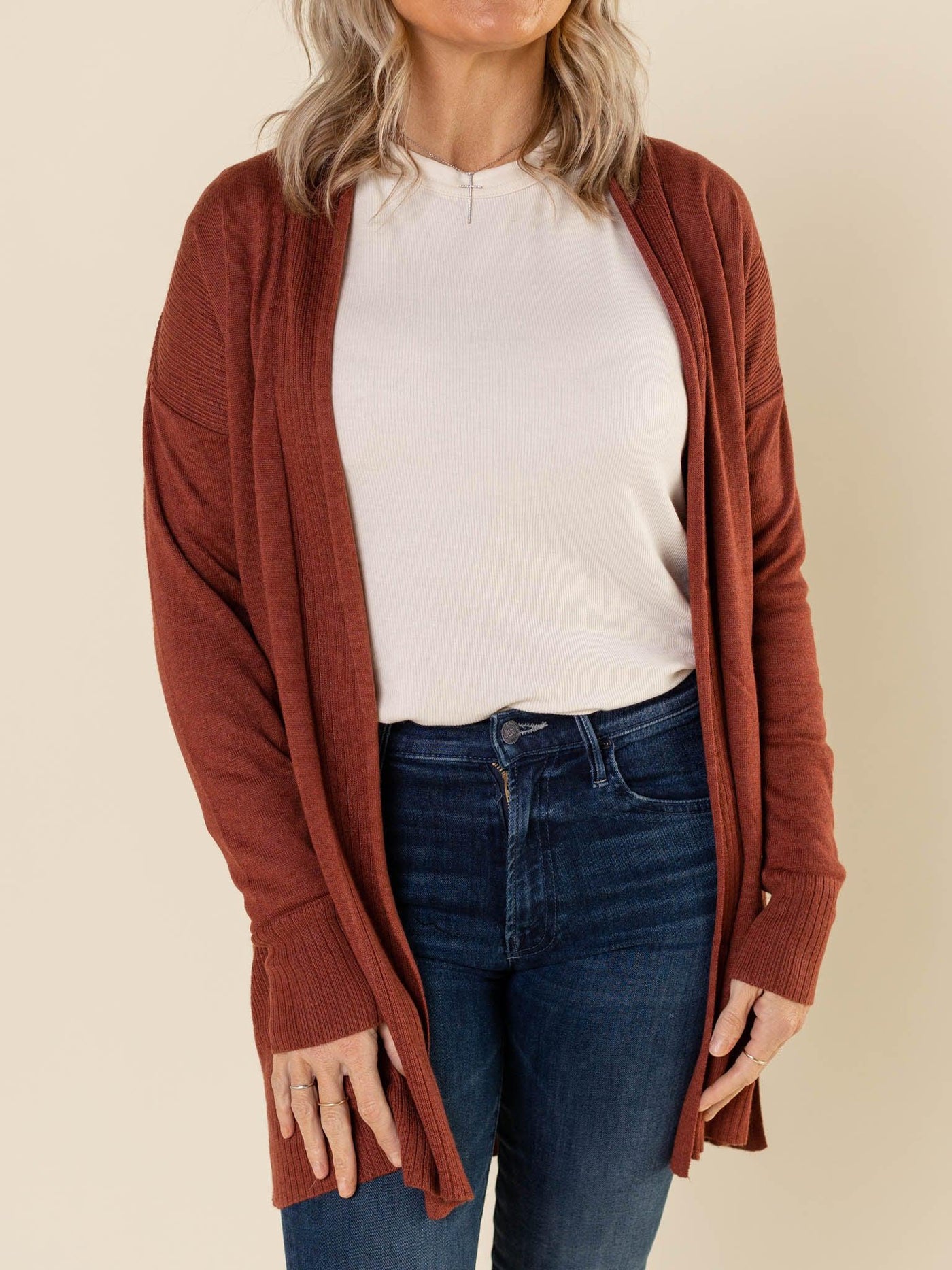 drop shoulder cardigan