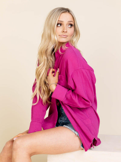 textured button down top
