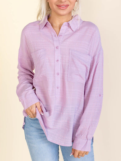 collared purple shirt