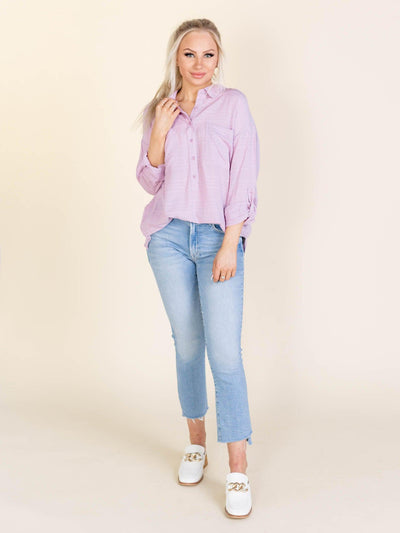 textured long sleeve top