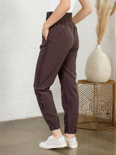 smocked waist charcoal jogger