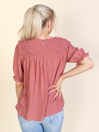smocked yoke shirt