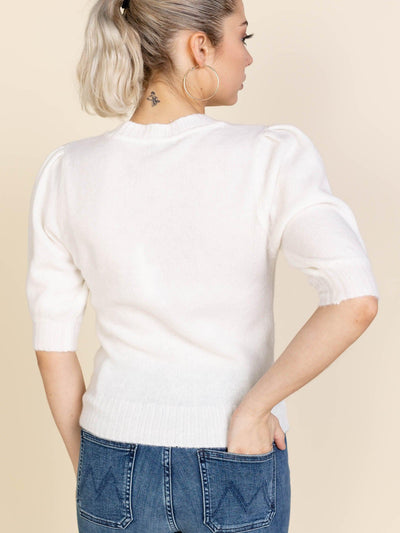 white puff sleeve top