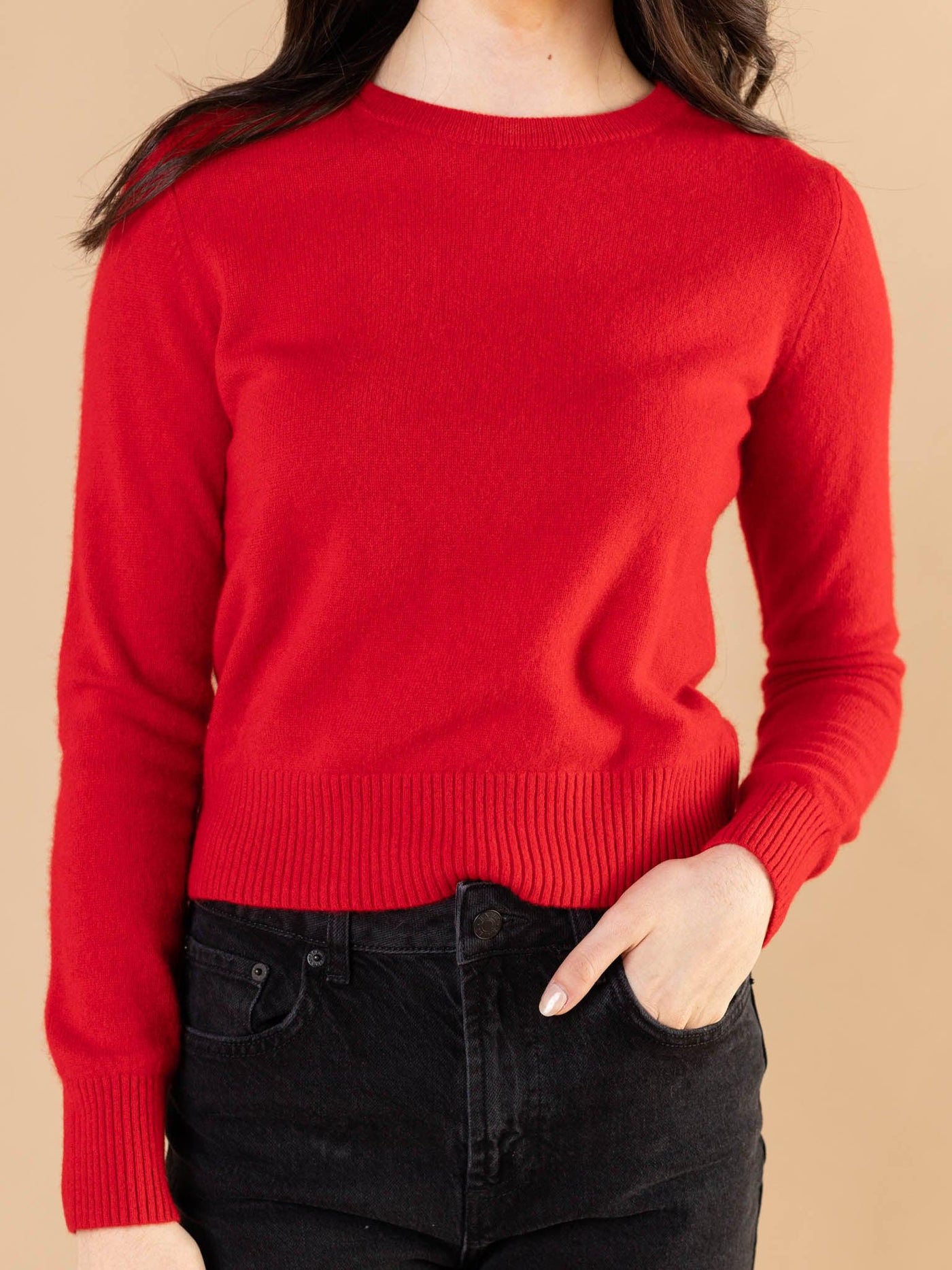 red cashmere sweater