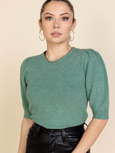 teal puff sleeve top
