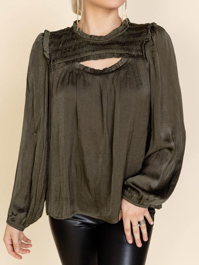 Skies Are Blue Peek A Boo Long Sleeve Blouse