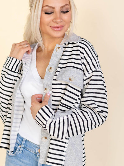 cropped pattern shacket