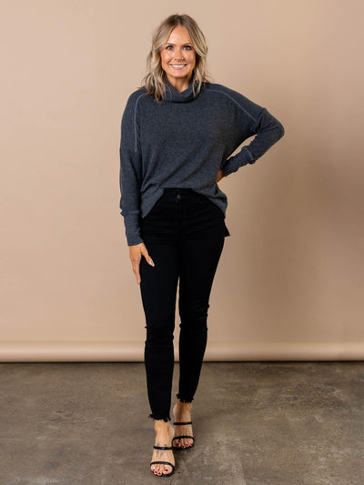foldover turtleneck top