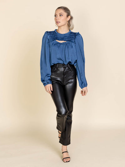 Skies Are Blue Peek A Boo Long Sleeve Blouse