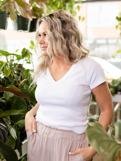 ribbed vneck top